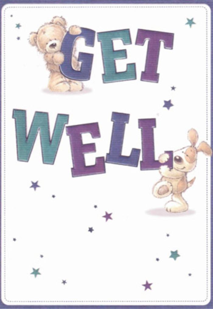 Brimming with encouragement and positive energy, this illustrated get well card is a familiar sight for those in Bankside seeking to uplift a friend during challenging times. A whimsical bear and an affectionate puppy, drawn with soft brushstrokes and generous textures, take centre stage- their faces luminous with gentle smiles. Swirling around them are star-shaped bursts, painted in gradients of purple and teal, suggesting wishes of health and hope wafting through the quiet side streets near the Thames. The bold, exuberant typography spelling out 'Get Well' anchors the image, each letter shaded with playful aquas and purples for a sense of vibrant reassurance. The card's composition echoes the artistry of Bankside's finest florists, where attention to touch- the appearance of fluffy bear fur, the plush velvety puppy ears-brings each element to life. One can imagine tucking this card into a bouquet of fresh blooms from a favourite local market, combining fragrance and well-wishes in a single, heartfelt gesture. This scene radiates warmth, comfort, and a sincere spark of hope-qualities cherished and nurtured across the Bankside community when rallying around someone in need of healing.